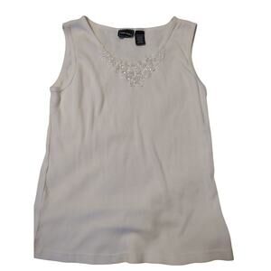 VTG Y2K Bobbie Brooks Ribbed Tank Top Sequins Fairycore Boho Casual Preppy